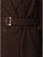Elegantní dámský kabát s přiléhavým střihem a hnědým páskem FashionStreet NY0794 Elegantní dámský kabát s přiléhavým střihem a hnědým páskem FashionStreet NY0794