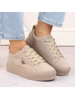 Skórzane zamszowe półbuty na platformie Filippo W PAW315C beżowe