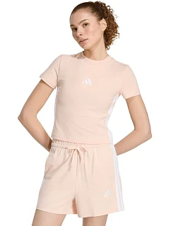 Dámské tričko adidas Essentials 3-Stripes Slim Baby v pastelově růžové barvě KD2343