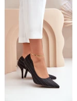 Materiálové Dámské Lodičky V Proužku Černé Tifidra