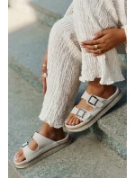 Dámské Semišové Pantofle S Přezkami Béžové D.Franklin DFSH405001