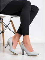 Stylové šedo-stříbrné dámské lodičky na jehlovém podpatku Stylové šedo-stříbrné dámské lodičky na jehlovém podpatku