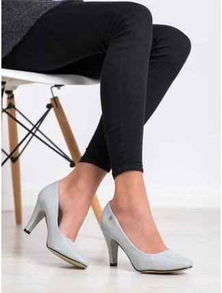 Stylové šedo-stříbrné dámské lodičky na jehlovém podpatku Stylové šedo-stříbrné dámské lodičky na jehlovém podpatku