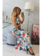 Šaty s motivem listů ecru