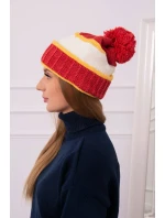 Dámská čepice Kinga K297 red+mustard+ecru