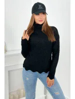 Svetr s ozdobným volánkem černý