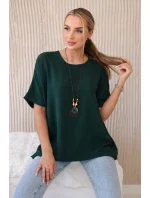 Oversized halenka s přívěskem tmavě zelená