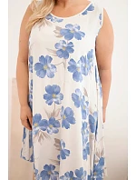 Dámské šaty Plus Size viskózové květované na ramínkách béžová