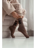 Dámské froté ponožky s písmenem C hnědé