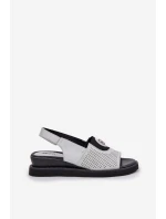 Dámské sandály na klínu stříbrné Isnnoria