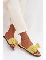 Dámské pantofle na nízkém podpatku s mašlí Žluté Amivelle