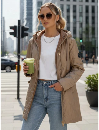 Dámská prošívaná přechodová bunda velbloudí barvy FashionStreet TY5563