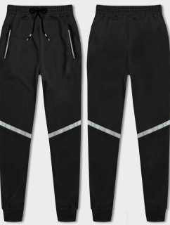 Černé pánské teplákové kalhoty s reflexními prvky (8K189-3)