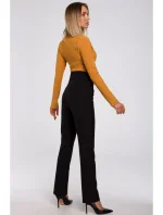 M530 Kalhoty s vysokým pasem a ozdobnými cvočky - černé