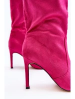 Dámské kozačky na vysokém podpatku do půli lýtek Fuchsia Odetteia