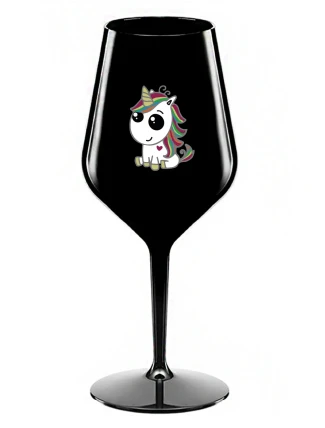 DUHOVÝ JEDNOROŽEC - čierny nerozbitný pohár na víno 470 ml DUHOVÝ JEDNOROŽEC - čierny nerozbitný pohár na víno 470 ml