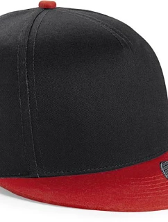 Beechfield B 615 Dětská 5 panelová kšiltovka "Snapback" 53.0615 black/bright red