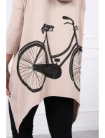 Mikina s potiskem jízdního kola béžová