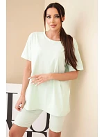 Dámský bavlněný komplet s krátkým rukávem a šortkami žlutý Dámský bavlněný komplet s krátkým rukávem a šortkami žlutý