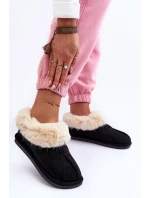 Dámské Papuče S Kožešinou Černé Lanoze