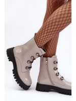 Dámské zateplené boty s ozdobnými knoflíky D&A MR870-51 Světle béžová