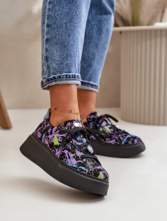 Kožené Sportovní Boty Na Platformě Fialové Maciejka 06191-05