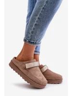 Dámské Teplé Pantofle Na Platformě Hnědé Azida