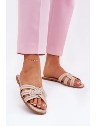 Dámské Plážové Sandály S Proplétajícími Pásky Béžové Acimine