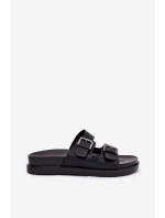 Dámské Pantofle Se Zlatými Přezkami Černé Sonarea