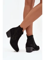 Dámské otevřené kotníkové boty na podpatku Černé S.Barski HY52-529 Černé Dámské otevřené kotníkové boty na podpatku Černé S.Barski HY52-529 Černé