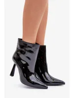 Lakované Kotníkové Boty Na Špičce Nazouvací Černé Seliri Lakované Kotníkové Boty Na Špičce Nazouvací Černé Seliri