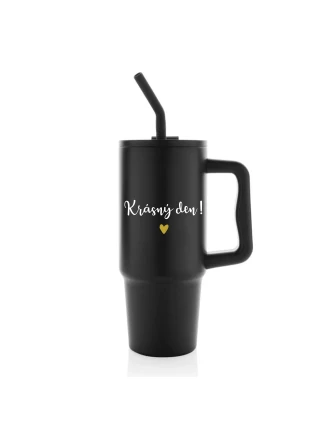 KRÁSNÝ DEN - černý cestovní termohrnek 900 ml  