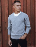 Pánský světle šedý svetr s výstřihem FashionStreet WX2201