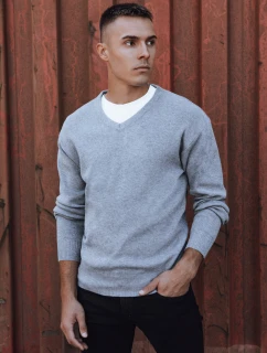 Pánský světle šedý svetr s výstřihem FashionStreet WX2201