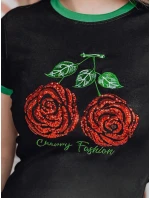 Dámské flitrované tričko ROSAWIS černé FashionStreet RY2846