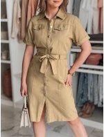 LOVE ME MIDI midi košilové šaty béžové FashionStreet EY2594