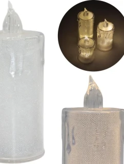DEKORATIVNÍ SVÍČKA 12,5 CM TRANSPARENTNÍ TEPLÁ BÍLÁ 1 LED
