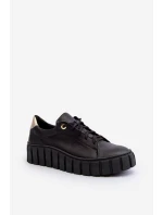 Dámská kožená polobotka na tlusté podešvi Zazoo 2919 černá Dámská kožená polobotka na tlusté podešvi Zazoo 2919 černá