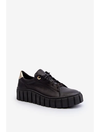 Dámská kožená polobotka na tlusté podešvi Zazoo 2919 černá