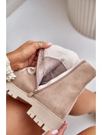 Zateplené boty z eko semiše na zip světlobéžové Caellita Zateplené boty z eko semiše na zip světlobéžové Caellita