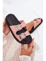 Dámské Pantofle S Přezkami Na Platformě Růžové Elamas