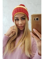 Dámská čepice Kinga K297 red+mustard+ecru