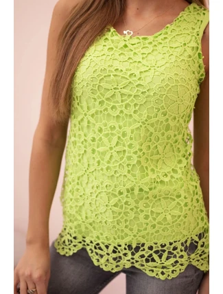 Dámská halenka s krajkou bez rukávů zelený Dámská halenka s krajkou bez rukávů zelený