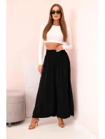 Dámské viskózové kalhoty s elastickým pasem černý