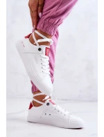 Kožené tenisky Big Star JJ274212 bílé a červené