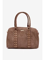 Kufříková kabelka s zlatými sponami tmavě béžová Emelle