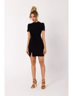 M731 Mini šaty s předním překřížením - černé