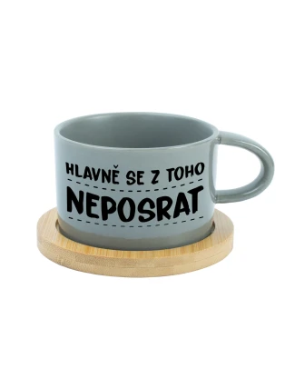 HLAVNĚ SE Z TOHO NEPOSRAT - šedý hrníček makronka 200 ml