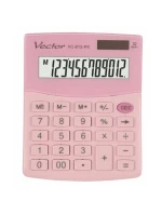 VEKTOROVÁ KANCELÁŘSKÁ KALKULAČKA, KAV VC-812 PK, RŮŽOVÁ