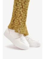 Dámské Tenisky Na Platformě S Dekorativním Šněrováním Bílé Mistra